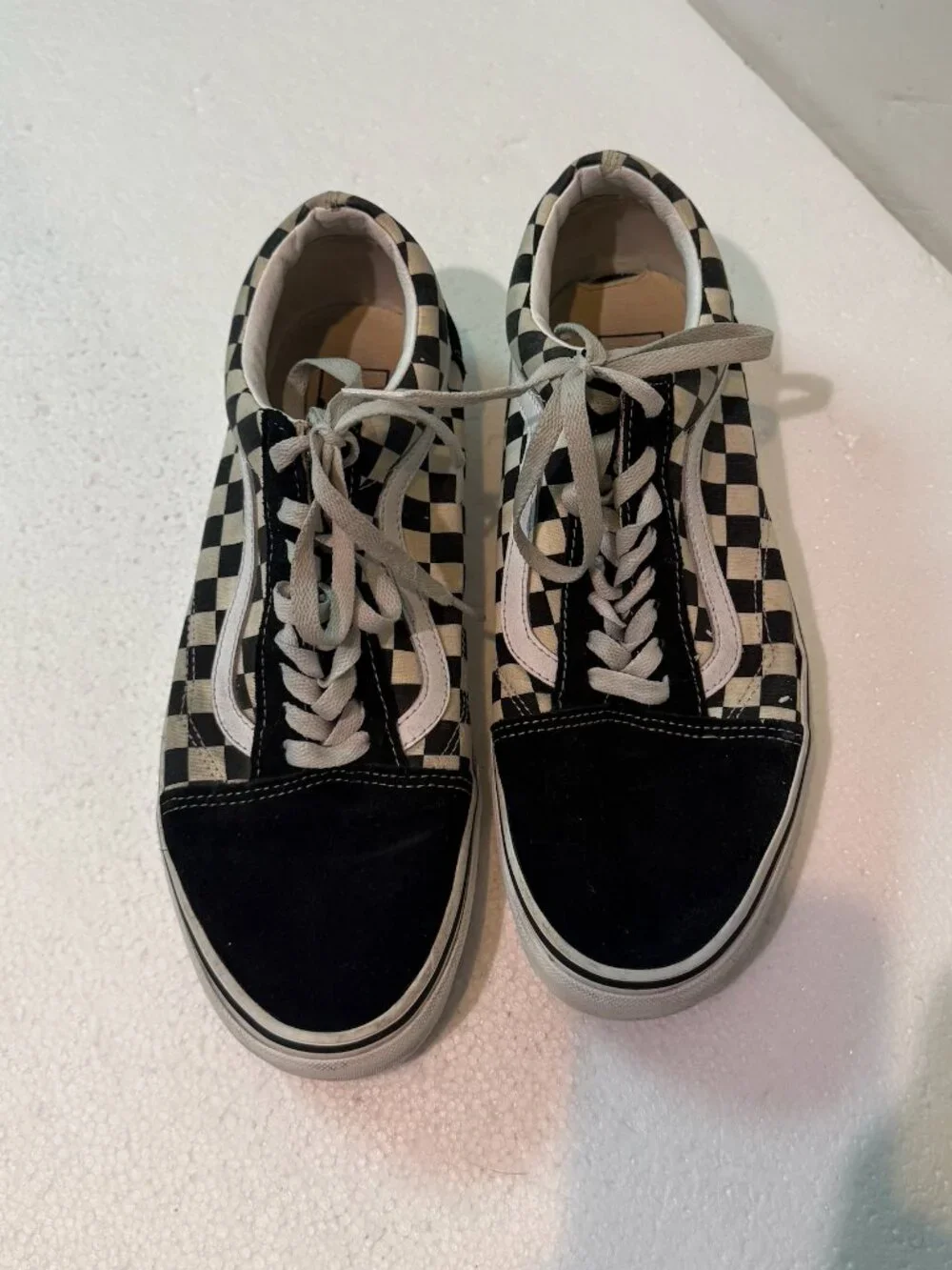 Vans Old Skool Checkerboard Sneakers Skating PopCush Black/White Men's Size 10